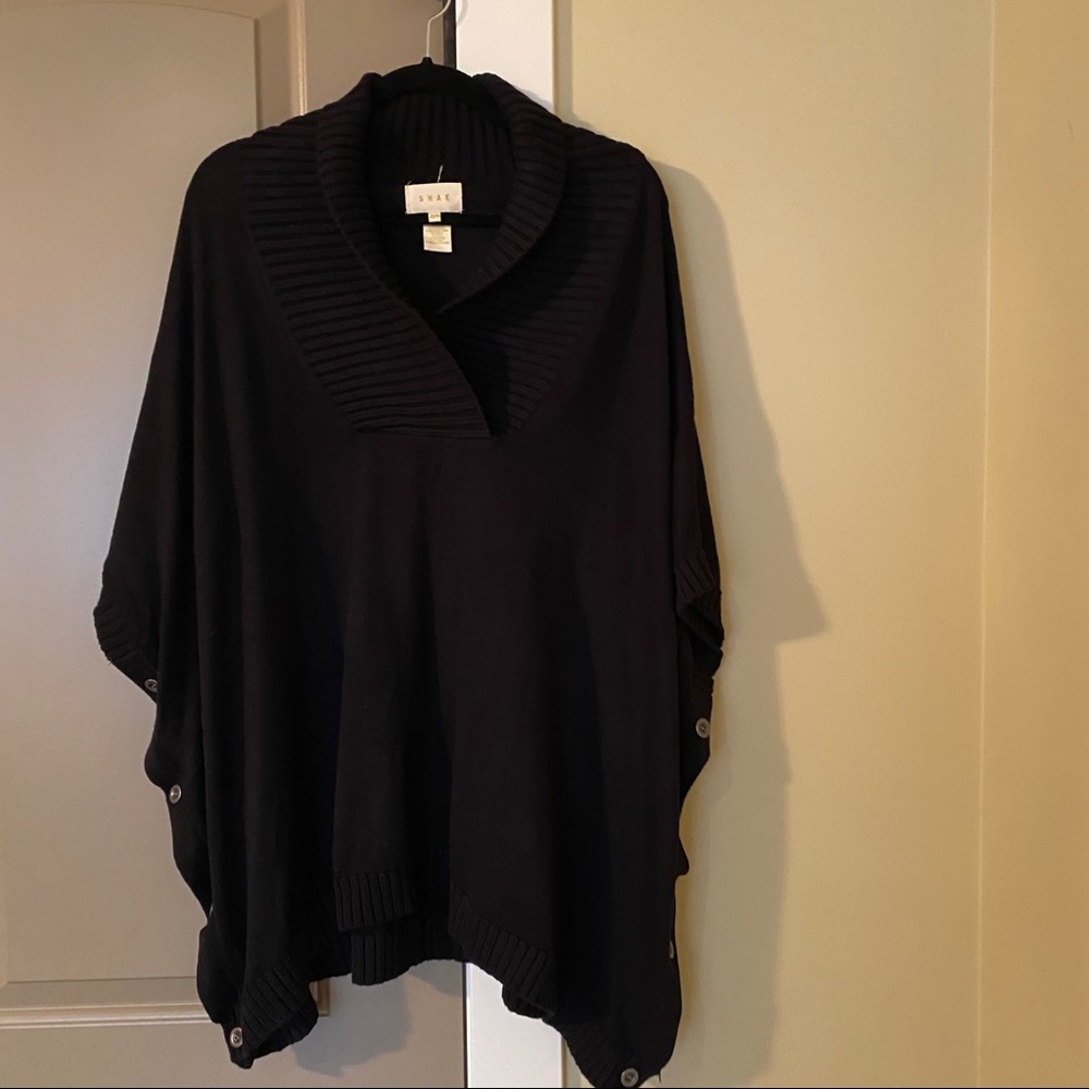 Shae Black Pullover Poncho Sweater XS